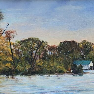 Langford Bay Boathouse - Jamey Krebs Paintings at River House Gallery