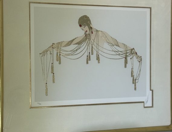 Erte The Golden Pearl signed 177 of 300 silkscreen and gold leaf on paper 21 x 25